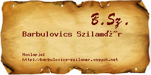 Barbulovics Szilamér névjegykártya
